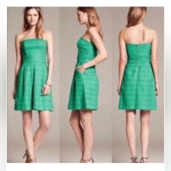 Banana Republic Green Strapless Dress Petite Size 00P - Picture 9 of 10